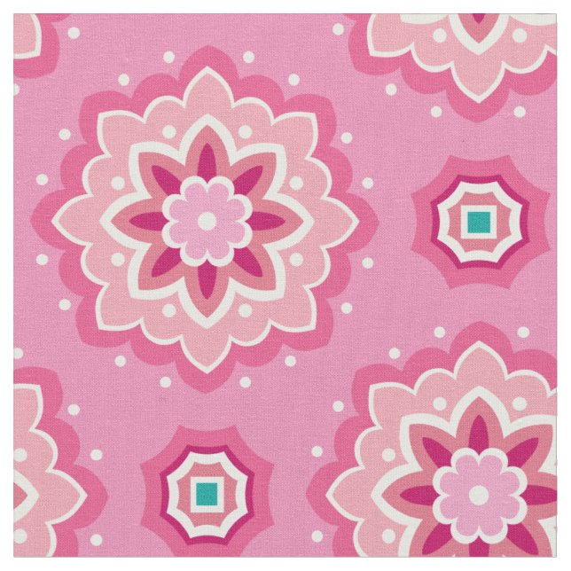 Rosa & blumiges Muster Stoff (Nahaufnahme)