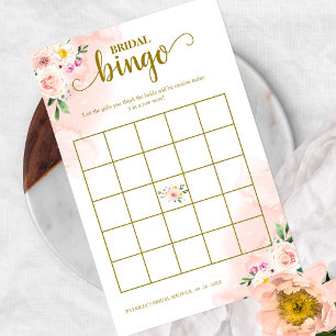 Rosa Blush Bloral Gold Brautparty Bingo Flyer