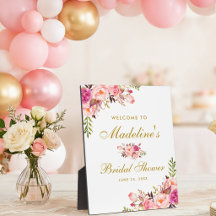 Rosa Blush Bloral Gold Brautparty Willkommen