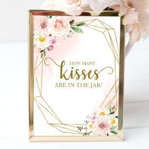 Rosa Blush Blumen Geometrisch Wie Viele Küsse Schi Poster