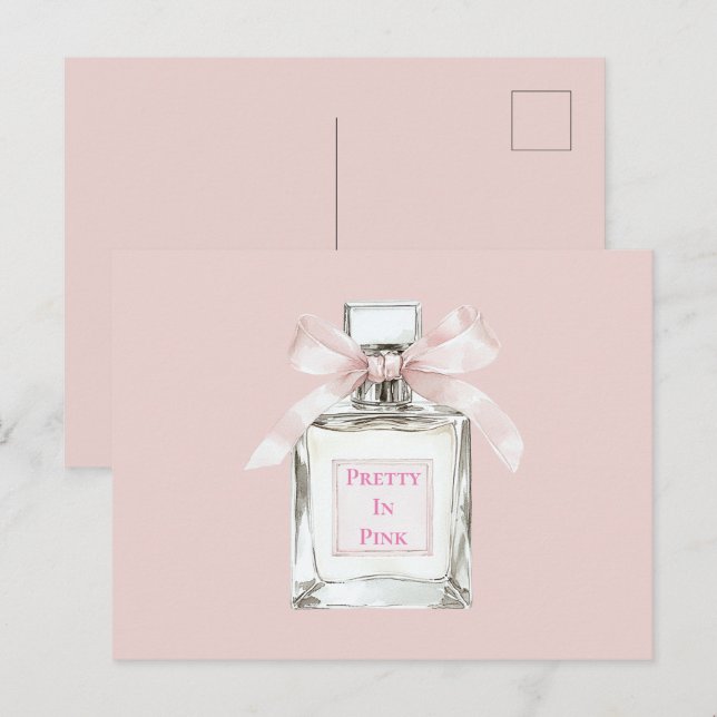Rosa Blush-Bogen-Duftflasche Postkarte (Vorne/Hinten)