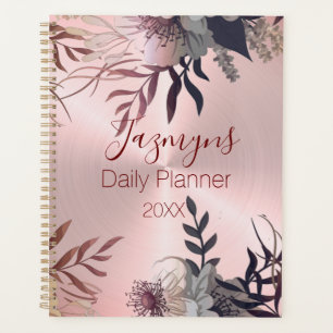 Rosa Blush Botanischer Personalisierter Tagesplane Planer