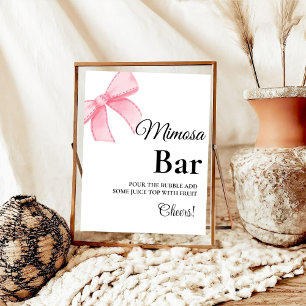 Rosa Blush Bow Brautparty mimosa Bar Poster