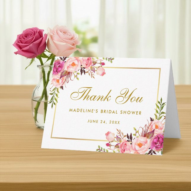 Rosa Blush Brautparty Danke (Customize to add text to inside of card.)