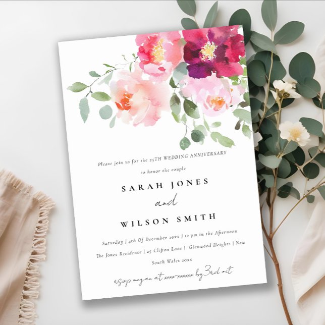 Rosa Blush Burgund Rose Hochzeit Jahrestag Einladung (Von Creator hochgeladen)