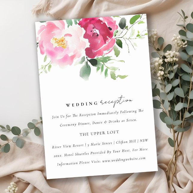 Rosa Blush Burgund Rose Hochzeitsempfang Begleitkarte (Von Creator hochgeladen)