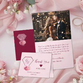 Rosa Blush & Crimson Red Wedding Dankeskarte