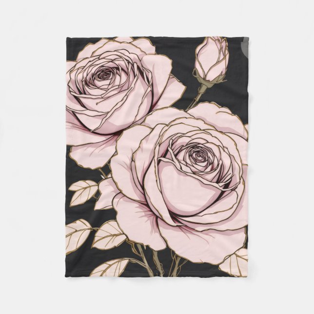 Rosa Blush Floral Fleece-Decke Fleecedecke (Vorderseite)