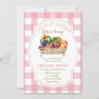 Rosa Blush Frucht Veggies Gingham Baby Dusche