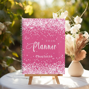 Rosa Blush Glitter Name Termin 2027 Planer