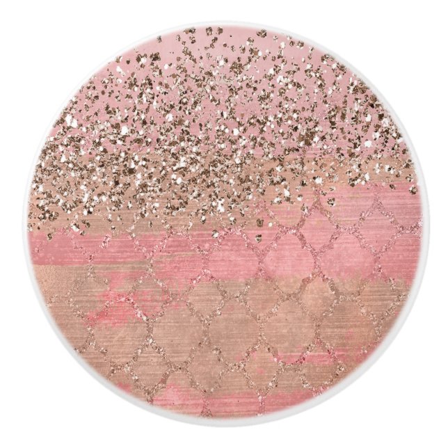 Rosa Blush Glitzer marokkanische Prinzessin Glam Keramikknauf (Vorderseite)