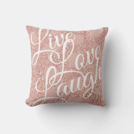 Rosa Blush Glitzer Monogram Girly Live Liebe Lache Kissen