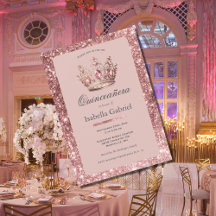 Rosa Blush Glitzer Tiara Crown Elegantes Quinceañe