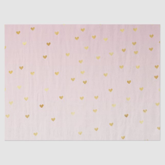 Rosa Blush Gold Glam Herz Seidenpapier (Vorderseite)
