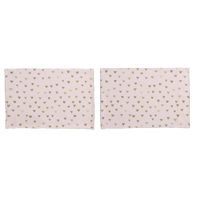 Rosa Blush Gold Herz Kissenbezug (Vorderseite-Set)