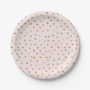 Rosa Blush Gold Herz Pappteller