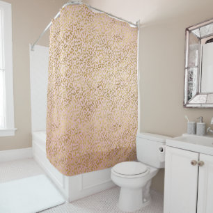 Rosa Blush Gold Leopard Print Duschvorhang