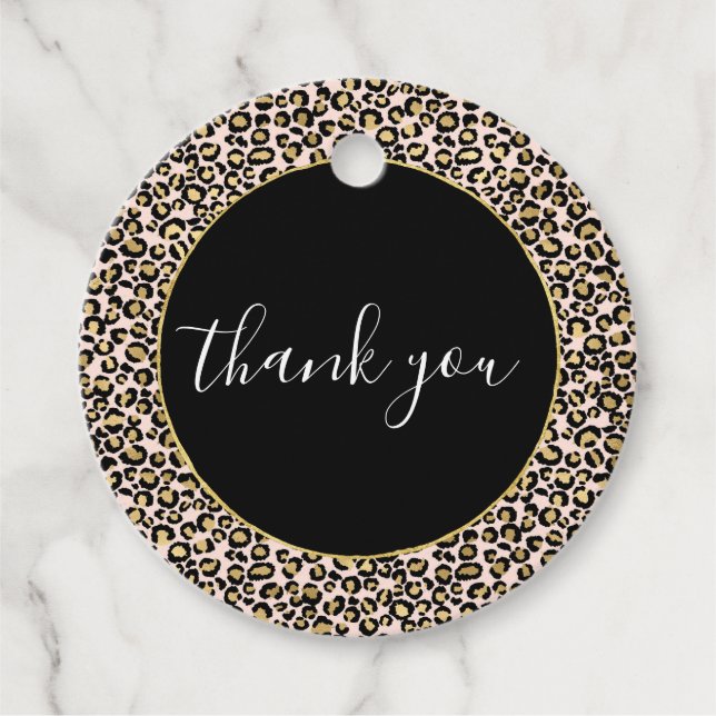 Rosa Blush Gold Leopard Print Geschenkanhänger (Vorderseite)