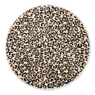 Rosa Blush Gold Leopard Print Keramikknauf