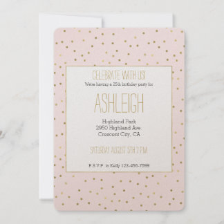 Rosa Blush Gold Sparkle Confetti Geburtstag Einladung