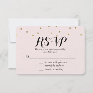 Rosa Blush Gold Sparkone Confetti UAWG RSVP Karte