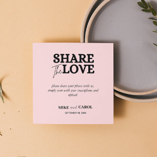 Rosa Blush-Hochzeitskennzeichen mit QR-Code Quadratische Visitenkarte