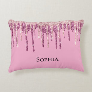 Rosa Blush Ice Creme Glitzer Tropfen Dekokissen
