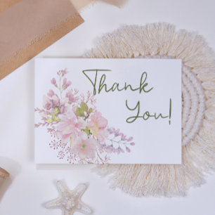 Rosa Blush Magnolia Floral Elegant Danke Karte