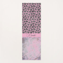 Rosa Blush Marmor Glittery Leopard Namaste Yogamatte