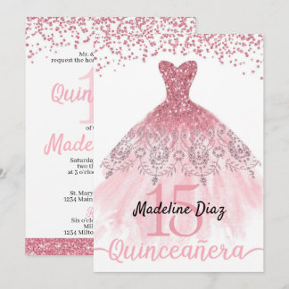 Rosa Blush Quinceanera Birthday Einladung