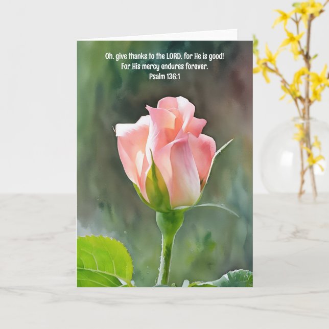 Rosa Blush Rose Bibel Verse Glaube Karte (Gelbe Blume)
