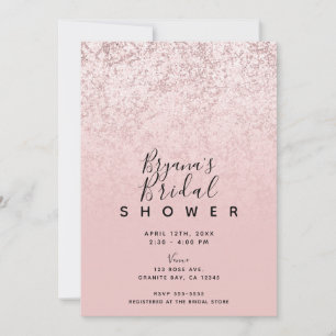 Rosa Blush Rose Gold Glitzer Marmor Brautparty Einladung
