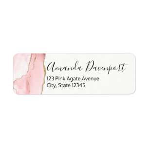 Rosa Blush Tor mit Gold Ribbon Elegant