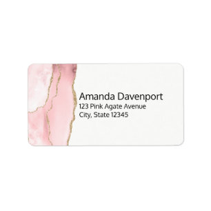 Rosa Blush Tor mit Gold Ribbon Elegant Adressaufkleber