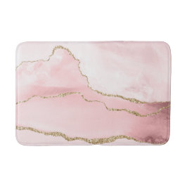 Rosa Blush Tor mit Gold Ribbon Elegant Badematte
