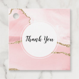 Rosa Blush Tor mit Gold Ribbon Elegant Geschenkanhänger