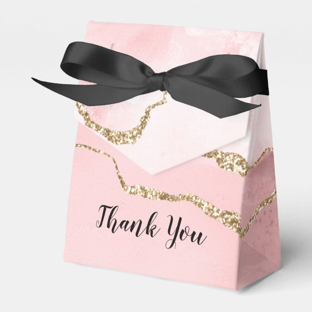 Rosa Blush Tor mit Gold Ribbon Elegant Geschenkschachtel (Vorderseite)