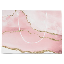 Rosa Blush Tor mit Gold Ribbon Elegant Große Geschenktüte