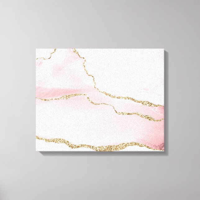 Rosa Blush Tor mit Gold Ribbon Elegant Leinwanddruck (Vorderseite)