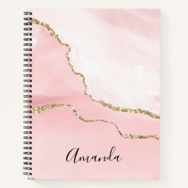 Rosa Blush Tor mit Gold Ribbon Elegant Notizbuch
