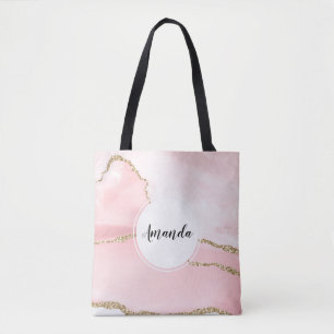 Rosa Blush Tor mit Gold Ribbon Elegant Tasche