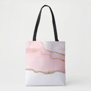 Rosa Blush Tor mit Gold Ribbon Elegant Tasche