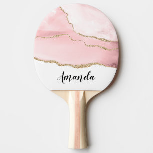 Rosa Blush Tor mit Gold Ribbon Elegant Tischtennis Schläger
