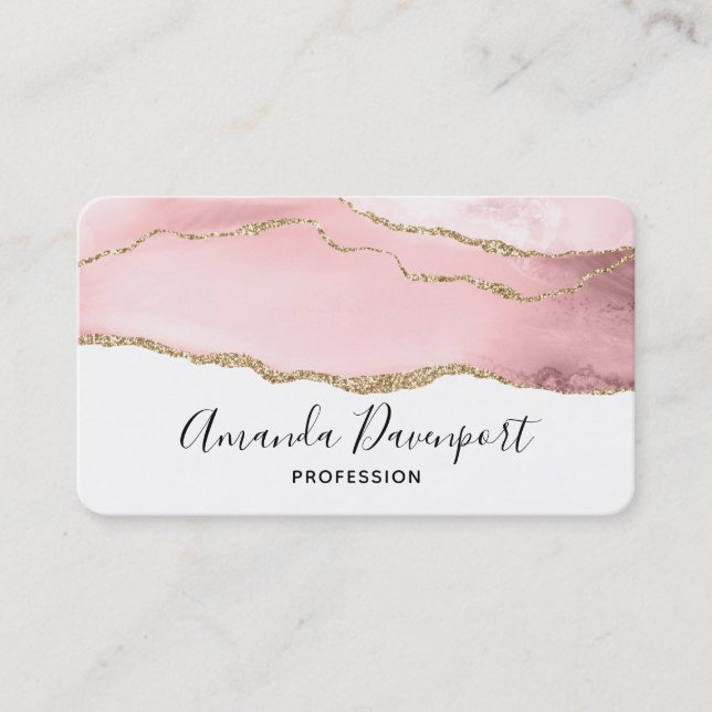 Rosa Blush Tor mit Gold Ribbon Elegantes Business Visitenkarte (Vorderseite)