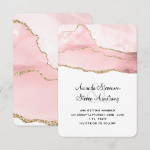 Rosa Blush Tor mit goldener Ribbon Elegante Hochze Save The Date