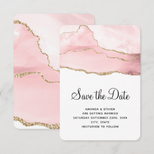 Rosa Blush Tor mit goldener Ribbon Elegante Hochze Save The Date