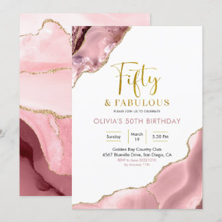 Rosa Blush und Gold 50 und fabelhafte Einladung