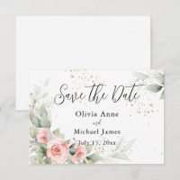 Rosa Blush Wasserfarben Save the Date Rose