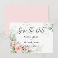 Rosa Blush Wasserfarben Save the Date Rose