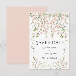 Rosa Blush Wildblumen Elegante Blumenhochzeit Save The Date